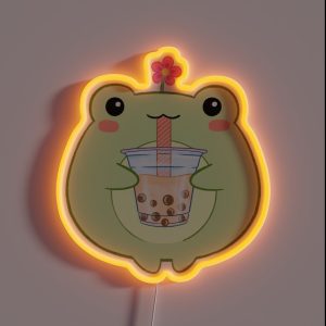 Frog Drinking Bubble Tea RGB Neon Sign