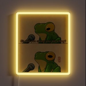 Frog Interview Cute Meme Artwork Asian Japanese Chinese Style Drawing Transparent Bg RGB Neon Sign