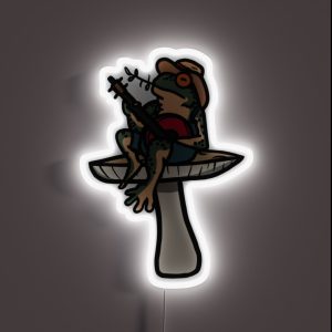 Frog Playing Banjo On A Mushroom RGB Neon Sign