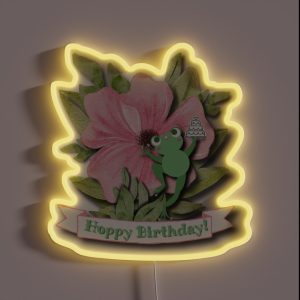 Frog Says Hoppy Birthday RGB Neon Sign Frog Says Hoppy Birthday RGB Neon Sign