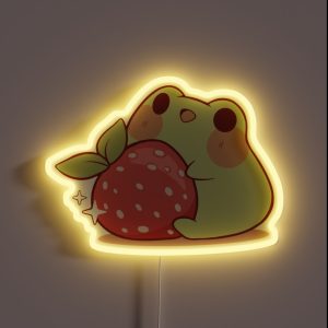 Frog With Strawberry RGB Neon Sign