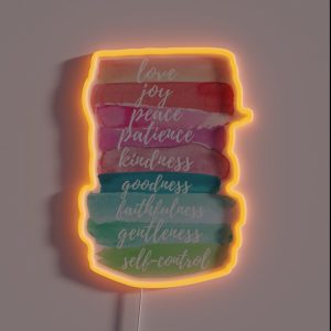 Fruit Of The Spirit Watercolor Rainbow Design RGB Neon Sign