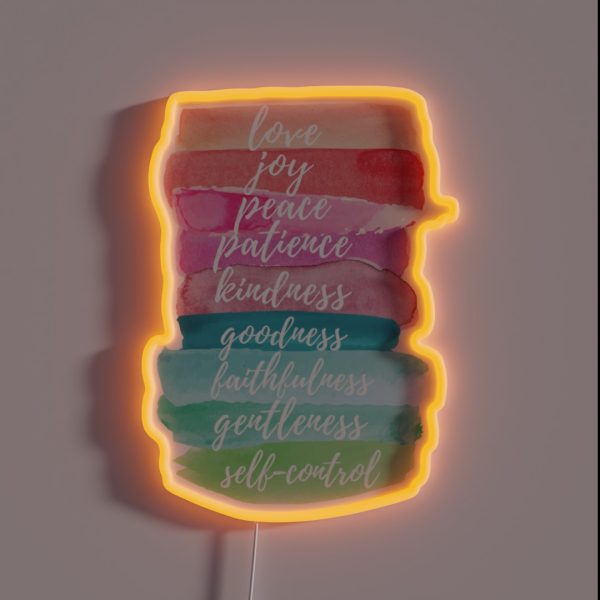 Fruit Of The Spirit Watercolor Rainbow Design RGB Neon Sign