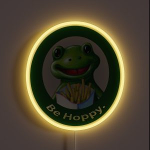 Fry Loving Frog Be Hoppy RGB Neon Sign