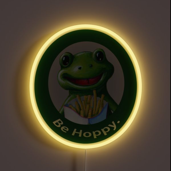 Fry Loving Frog Be Hoppy RGB Neon Sign