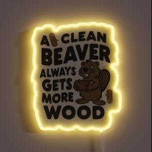 Funny A Clean Beaver Always Gets More Wood Joke Sarcastic RGB Neon Sign Funny A Clean Beaver Always Gets More Wood Joke Sarcastic RGB Neon Sign
