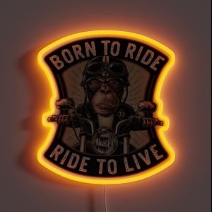 Funny Ape Wearing Motorcycle Helmet RGB Neon Sign