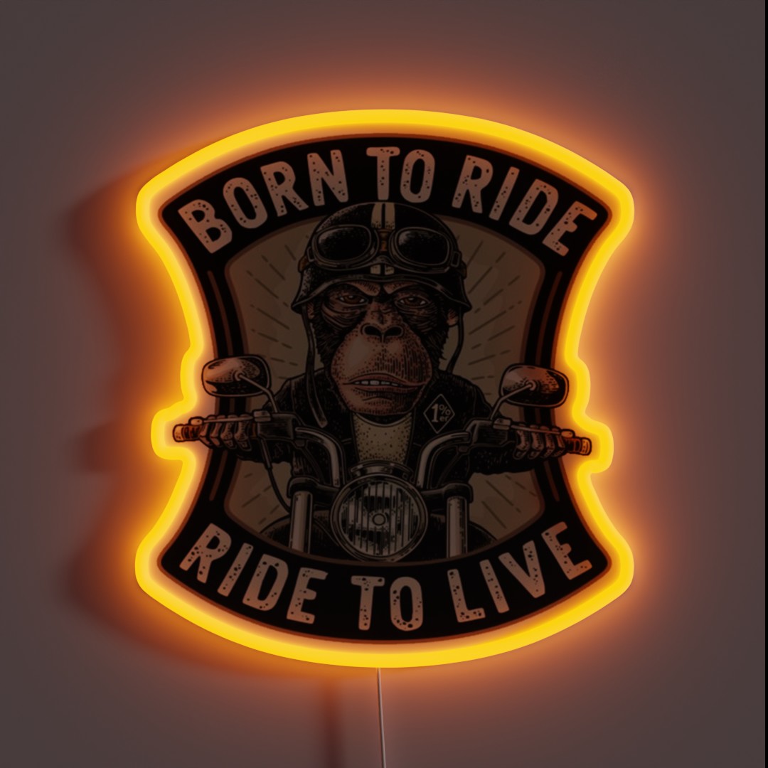 Funny Ape Wearing Motorcycle Helmet RGB Neon Sign Funny Ape Wearing Motorcycle Helmet RGB Neon Sign