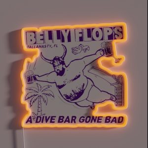 Funny Beer Belly Flop Pub Weird Tequila Mezcal RGB Neon Sign