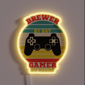Funny Brewer Gaming Vintage Video Games Lovers RGB Neon Sign