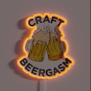 Funny Craft Beer Drinking Beergasm RGB Neon Sign