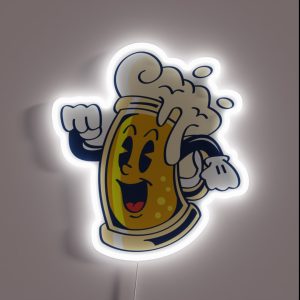 Funny Craft Beer Mug Cartoon Craft Beer Mug Oktoberfest RGB Neon Sign