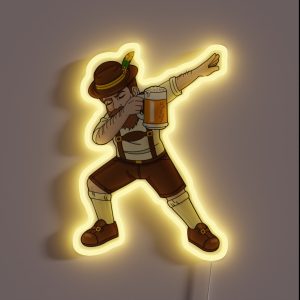 Funny Dabbing Bavarian Beer Guy RGB Neon Sign