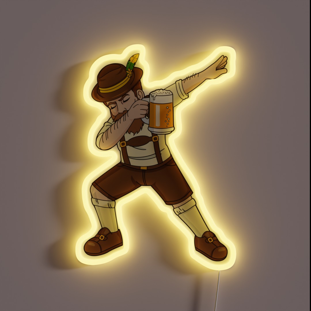 Funny Dabbing Bavarian Beer Guy RGB Neon Sign Funny Dabbing Bavarian Beer Guy RGB Neon Sign