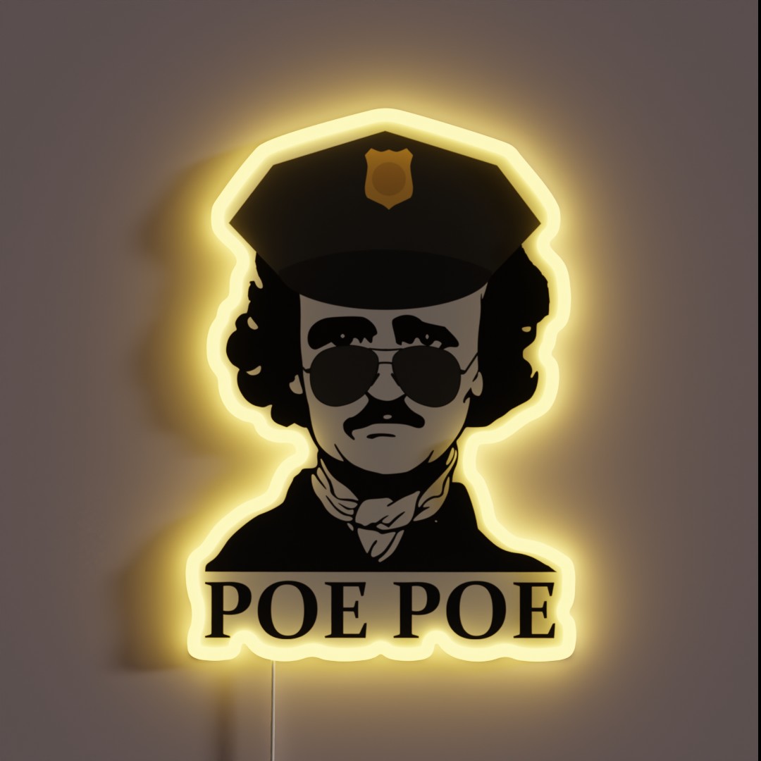 Funny Edgar Allan Poe Poe Police RGB Neon Sign Funny Edgar Allan Poe Poe Police RGB Neon Sign