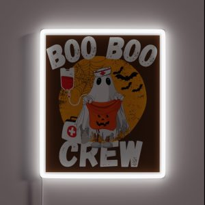 Funny Halloween Nurse Crew Boo Boo Crew RGB Neon Sign