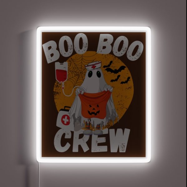 Funny Halloween Nurse Crew Boo Boo Crew RGB Neon Sign