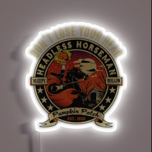 Funny Headless Horseman Urban Legend Halloween RGB Neon Sign