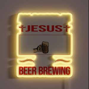 Funny Jesus Beer Brewing RGB Neon Sign