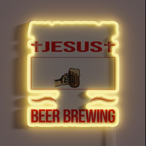 Funny Jesus Beer Brewing RGB Neon Sign