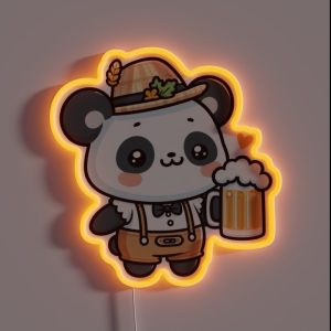 Funny Oktoberfest Panda RGB Neon Sign