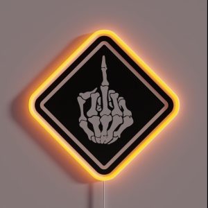 FUNNY SKULL Middle Finger RGB Neon Sign