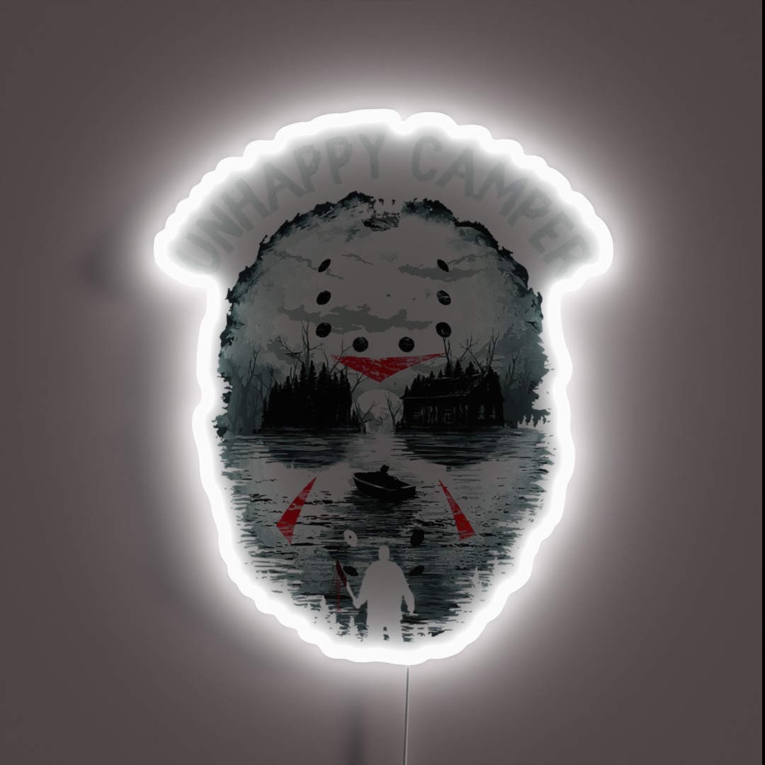 Funny Unhappy Camper Camping Outdoors Graphic RGB Neon Sign Funny Unhappy Camper Camping Outdoors Graphic RGB Neon Sign
