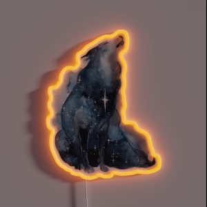 Galaxy Howling Wolf RGB Neon Sign