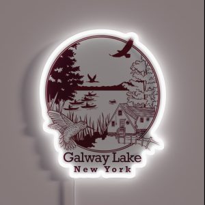 Galway Lake Maroon With Font RGB Neon Sign