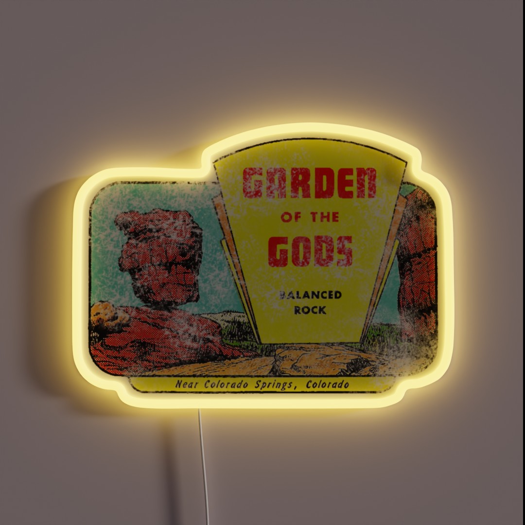 Garden Of The Gods Vintage Travel Decal RGB Neon Sign Garden Of The Gods Vintage Travel Decal RGB Neon Sign