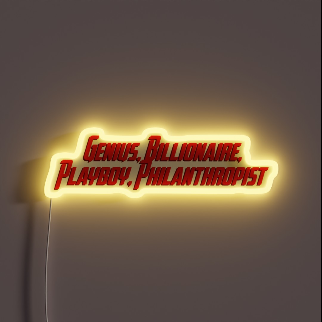 Genius Billionaire Playboy Philanthropist RGB Neon Sign Genius Billionaire Playboy Philanthropist RGB Neon Sign
