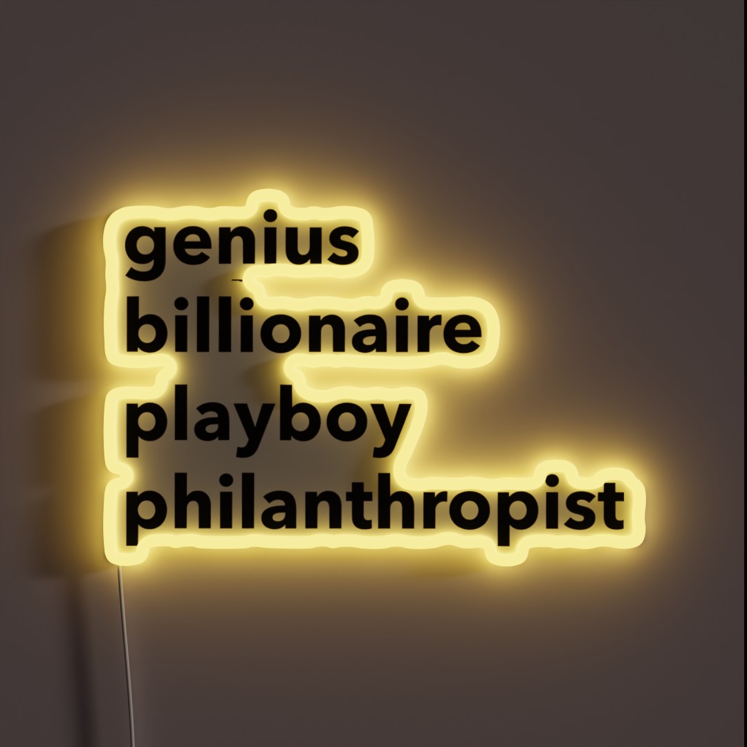 Genius Billionaire Playboy Philanthropist RGB Neon Sign Genius Billionaire Playboy Philanthropist RGB Neon Sign