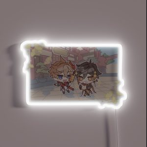 Genshin Impact Chibi A Date Of Childe And Zhongli RGB Neon Sign Genshin Impact Chibi A Date Of Childe And Zhongli RGB Neon Sign