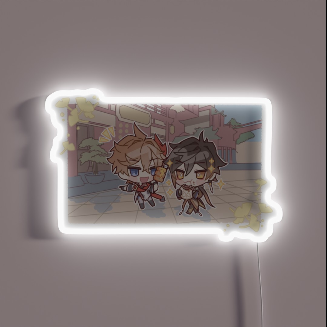 Genshin Impact Chibi A Date Of Childe And RGB Neon Sign Genshin Impact Chibi A Date Of Childe And RGB Neon Sign