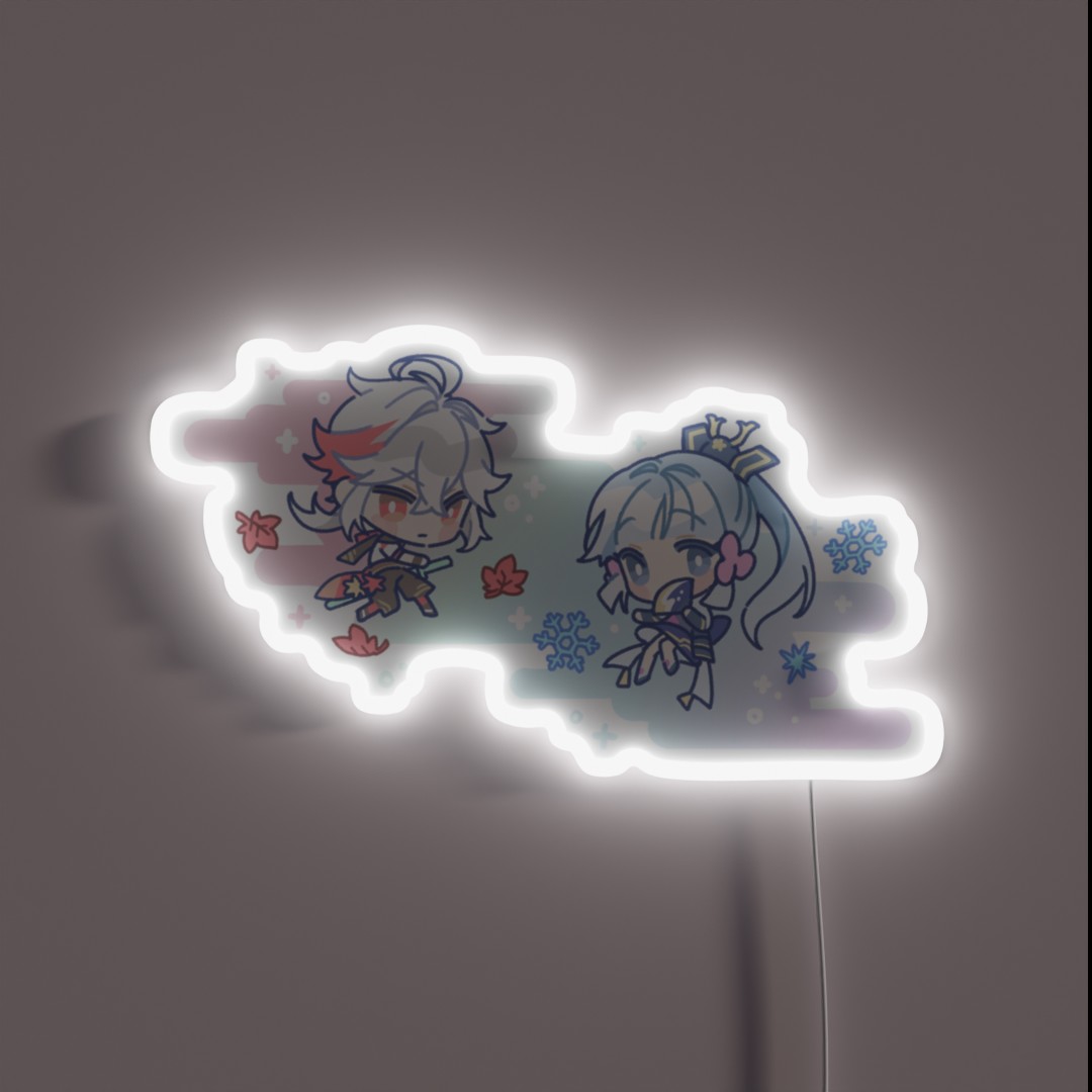 Genshin Impact Chibi Kazhuha And Ayaka RGB Neon Sign Genshin Impact Chibi Kazhuha And Ayaka RGB Neon Sign