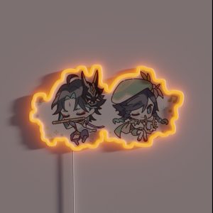 Genshin Impact Chibi Venti And Xiao RGB Neon Sign