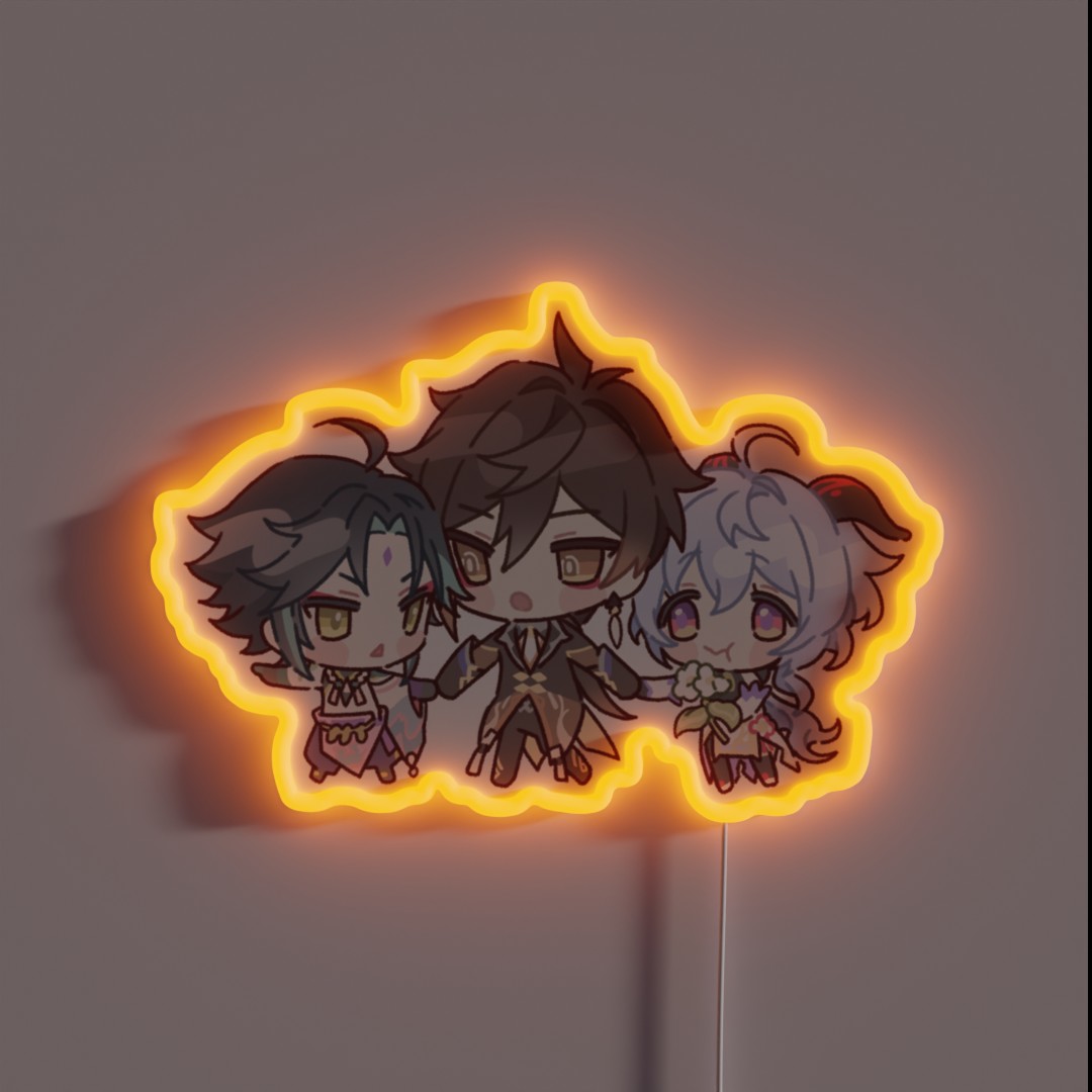 Genshin Impact Chibi Zhongshan Ganyu And Xiao RGB Neon Sign Genshin Impact Chibi Zhongshan Ganyu And Xiao RGB Neon Sign