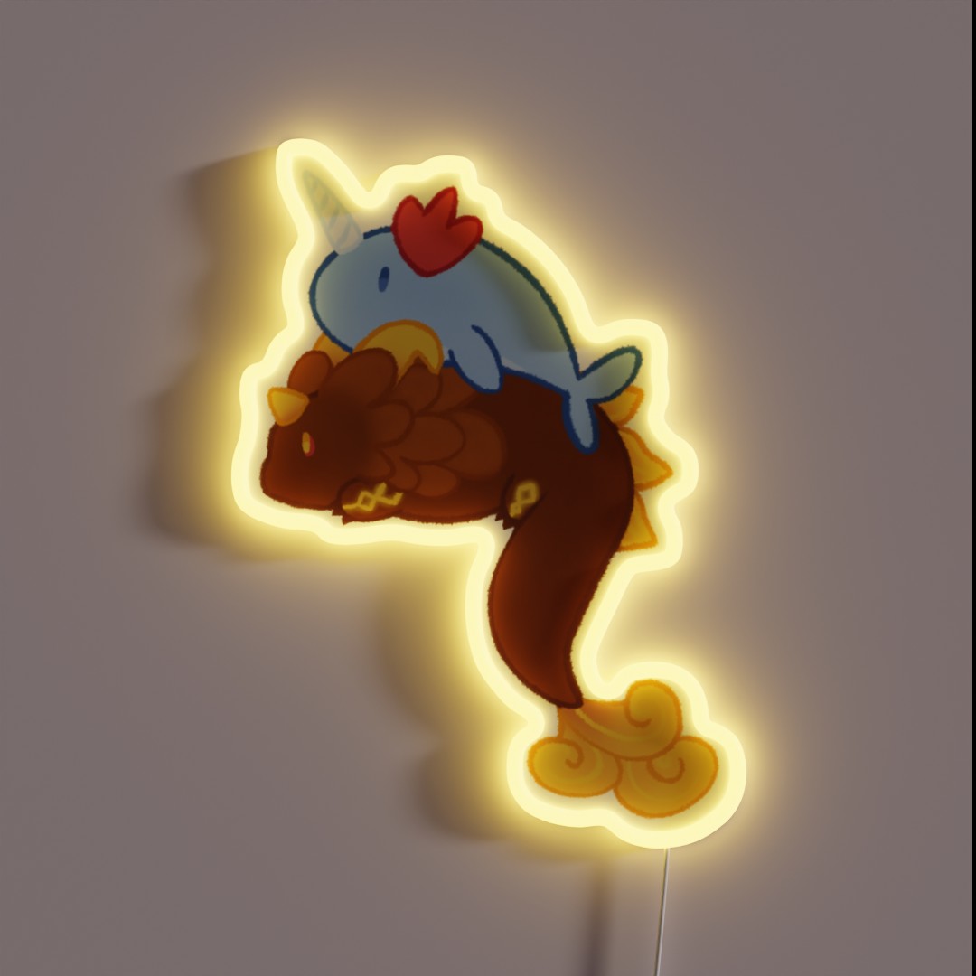 Genshin Impact Childe Zhongli Narwhal Dragon RGB Neon Sign Genshin Impact Childe Zhongli Narwhal Dragon RGB Neon Sign