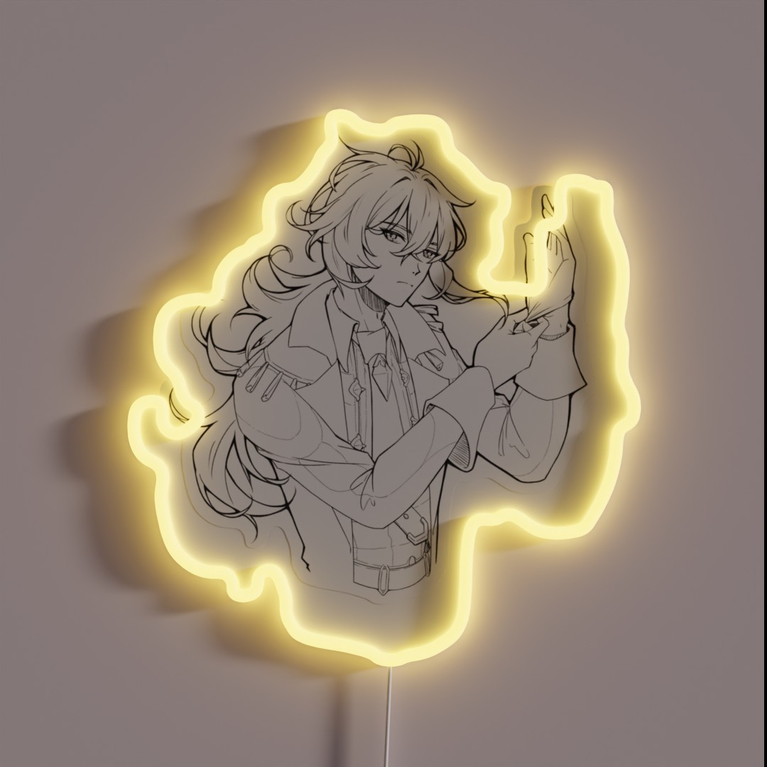 GENSHIN IMPACT Diluc Ragnvindr Lineart RGB Neon Sign GENSHIN IMPACT Diluc Ragnvindr Lineart RGB Neon Sign