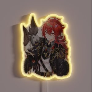 Genshin Impact Diluc Ragnvindr RGB Neon Sign Genshin Impact Diluc Ragnvindr RGB Neon Sign