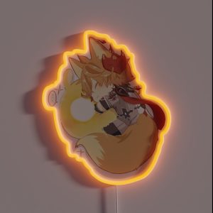 Genshin Impact Kawaii Sleepy Fox Childe And Zhongli Seelie RGB Neon Sign Genshin Impact Kawaii Sleepy Fox Childe And Zhongli Seelie RGB Neon Sign