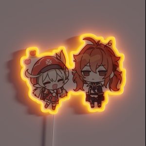 Genshin Impact Klee And Diluc RGB Neon Sign Genshin Impact Klee And Diluc RGB Neon Sign