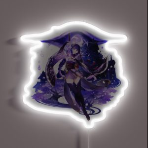 Genshin Impact Raiden Shogun Official Character Wish Gacha Splash Art RGB Neon Sign