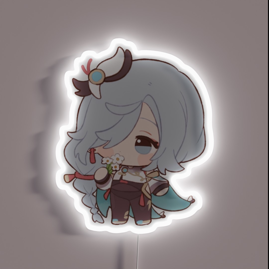 Genshin Impact Shenhe Holding Qingxin Flowers RGB Neon Sign Genshin Impact Shenhe Holding Qingxin Flowers RGB Neon Sign
