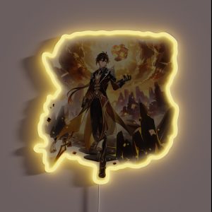 Genshin Impact Zhongli Official Character Wish Gacha Splash Art RGB Neon Sign Genshin Impact Zhongli Official Character Wish Gacha Splash Art RGB Neon Sign