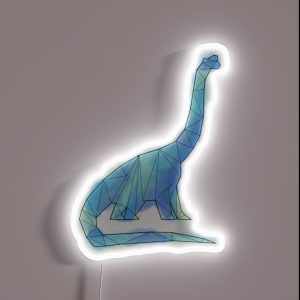 Geometric Blue Sauropod Dinosaur RGB Neon Sign