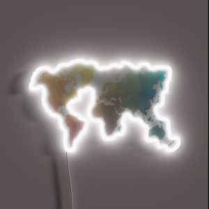 Geometric World Map Art RGB Neon Sign