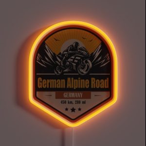 German Alpine Road Germany Motorcycling Mountain Design RGB Neon Sign