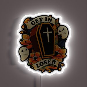 Get In Loser Cute Ghost Coffin RGB Neon Sign Get In Loser Cute Ghost Coffin RGB Neon Sign