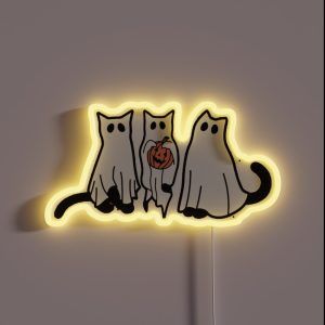 Ghost Cat Halloween RGB Neon Sign
